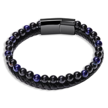 Load image into Gallery viewer, BRACELET - TWO-LAYER LEATHER AND STONE